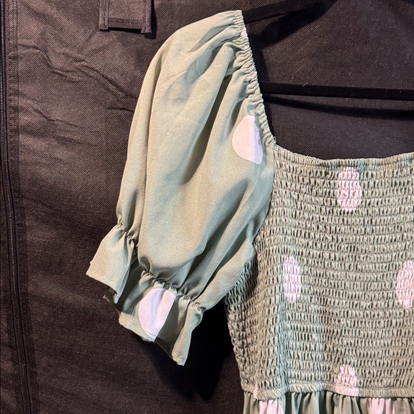 ✨ Sage Green Polka Dot Cottagecore Dress ✨ - Picture 5 of 7